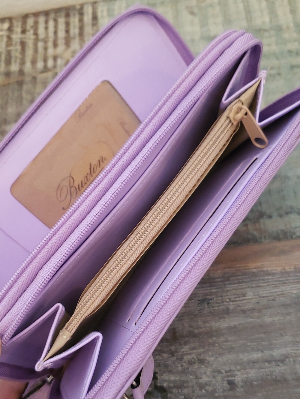 Buxton Double Zip Wallet Purple